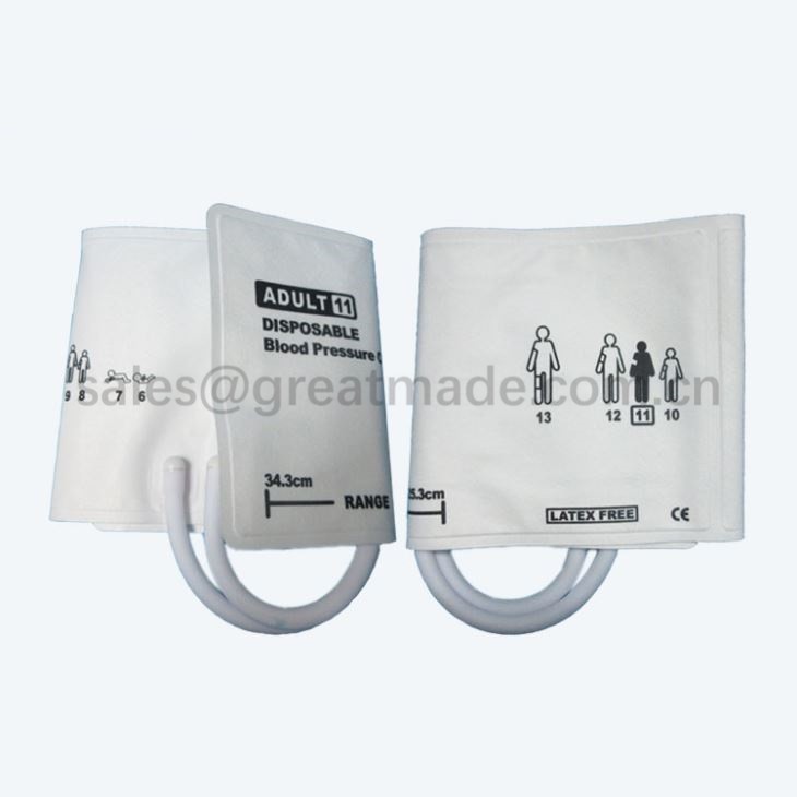 Cov neeg laus # 11Diposable Nibp Cuff, 25.3-34.3cm Caj Npeg Qhov Chaw, dual Tubes