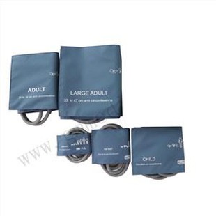Cov Ntshav Ntshav Cov Khoom Siv Ntsuas Cov Raj Liab Xiav Nylon NIBP Cuff (Neonate / Menyuam Mos / Menyuam / Neeg Loj)
