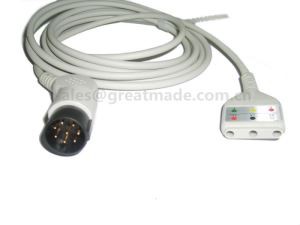 Tau tshaj Nihon Kohden ECG Cable, 8pin, Din Yoke, 3-ua , OEC-6102A