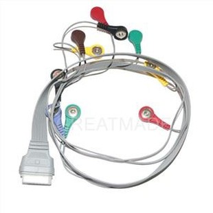 Sib ntxiv EDAN Holter / recoder SE-2003 / SE-2012 10-txhuas Ecg Holter Cable Snap Hom
