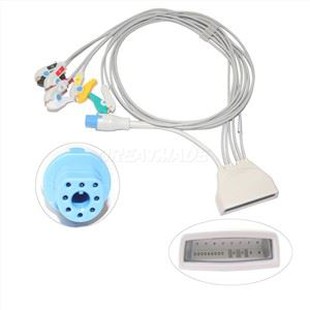 ECG 5-lead Grabber Telemetry Cable ntxiv rau Spo2 Rau HP MX40